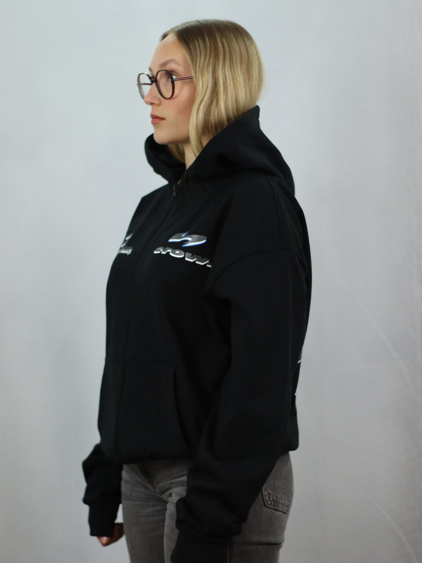 racing zipper black.