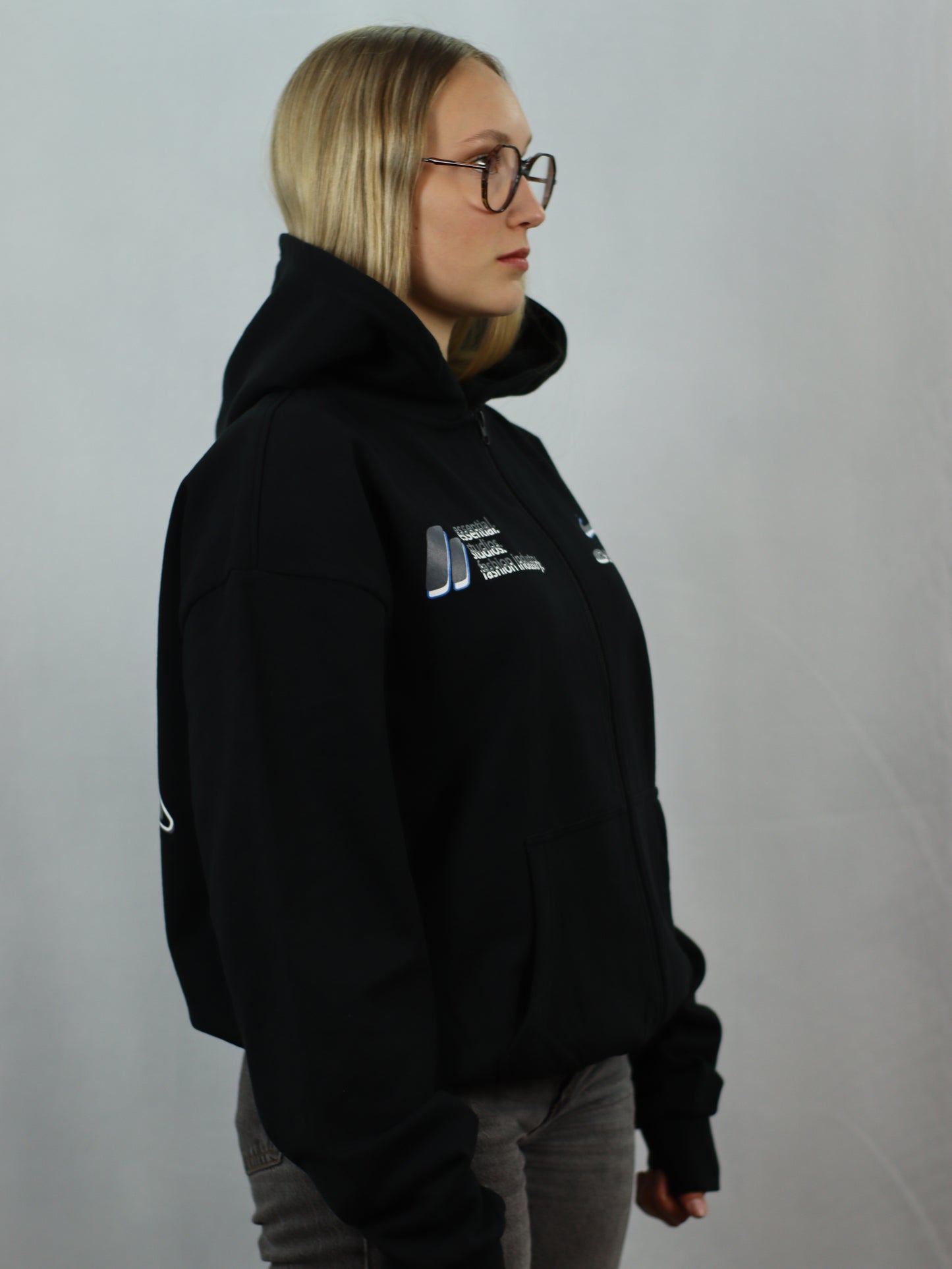 racing zipper black.