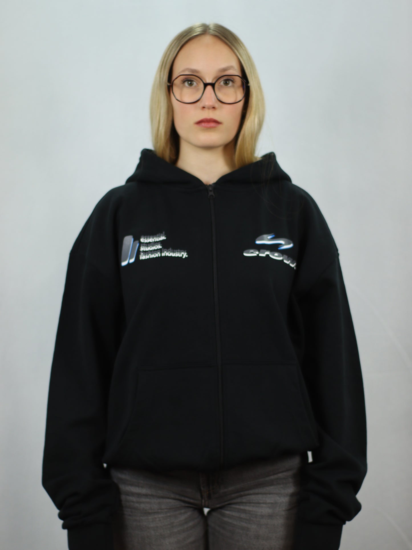 racing zipper black.