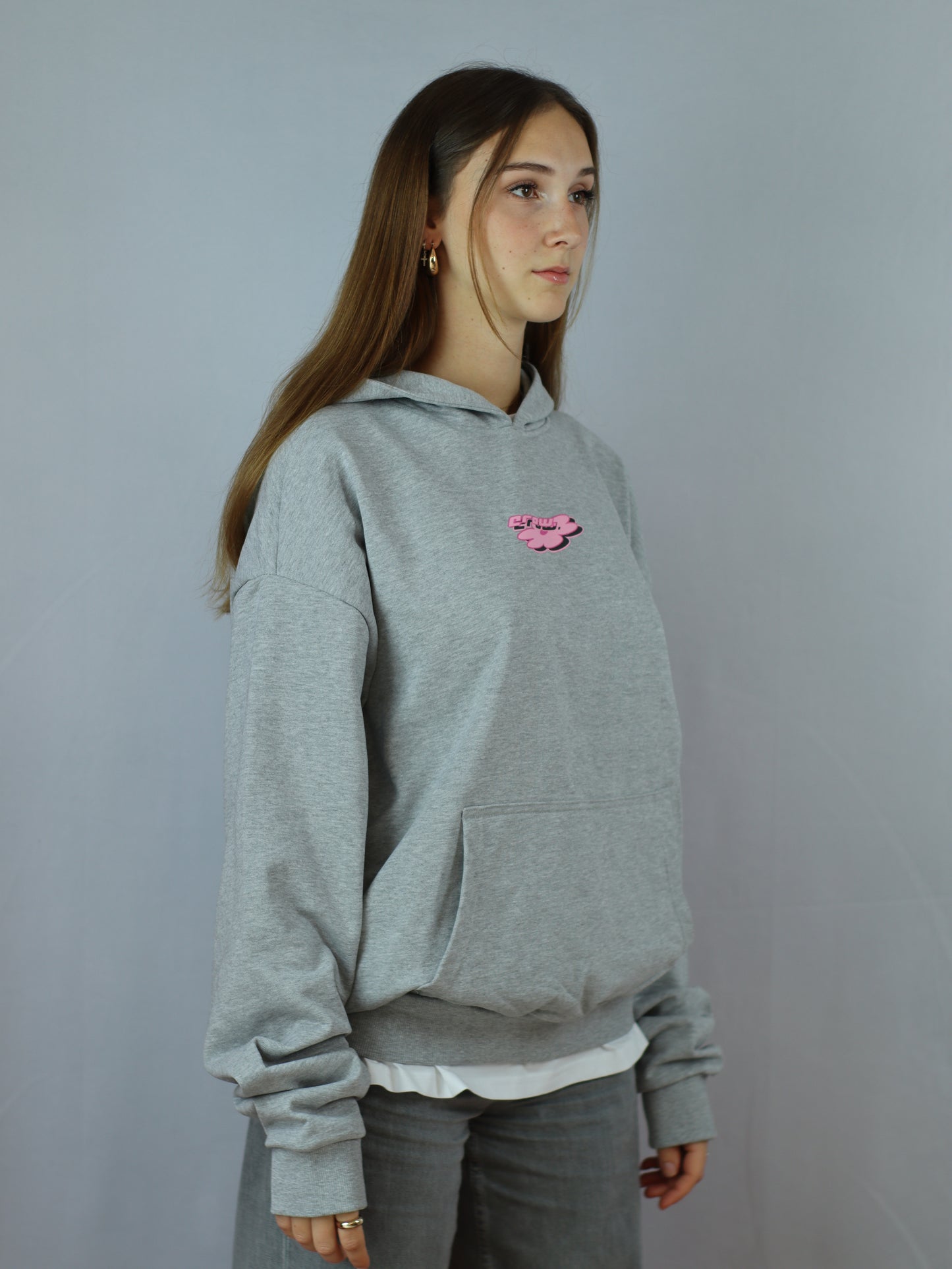 flower hoodie gray.